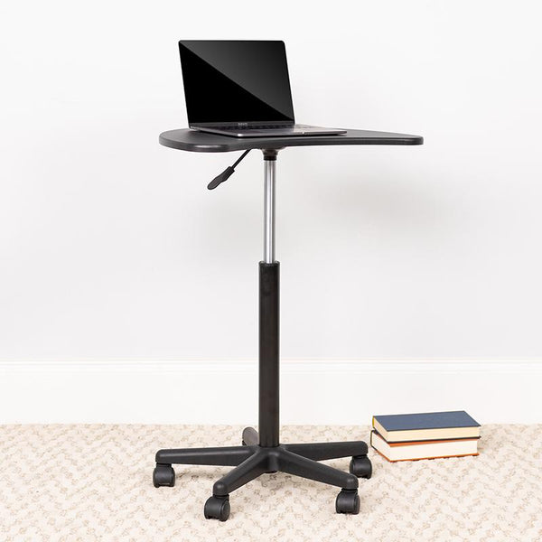 Flash Furniture Height Adjustable Mobile Laptop Computer Desk with Black Top - NAN-JN-2792-GG