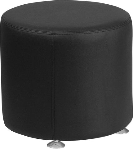 Flash Furniture HERCULES Alon Series Black Leather 18'' Round Ottoman - ZB-803-RD-18-BK-GG