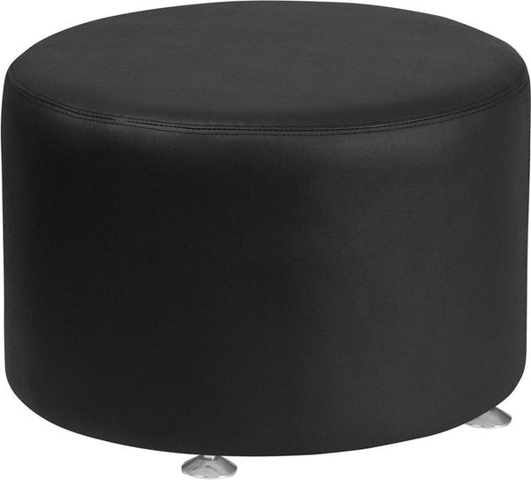 Flash Furniture HERCULES Alon Series Black Leather 24'' Round Ottoman - ZB-803-RD-24-BK-GG