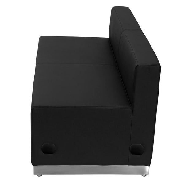 Flash Furniture HERCULES Alon Series Black Leather Loveseat with Brushed Stainless Steel Base - ZB-803-LS-BK-GG