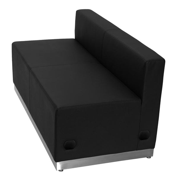 Flash Furniture HERCULES Alon Series Black Leather Loveseat with Brushed Stainless Steel Base - ZB-803-LS-BK-GG