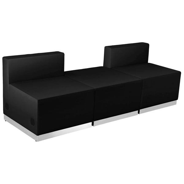 Flash Furniture HERCULES Alon Series Black Leather Reception Configuration, 3 Pieces - ZB-803-670-SET-BK-GG