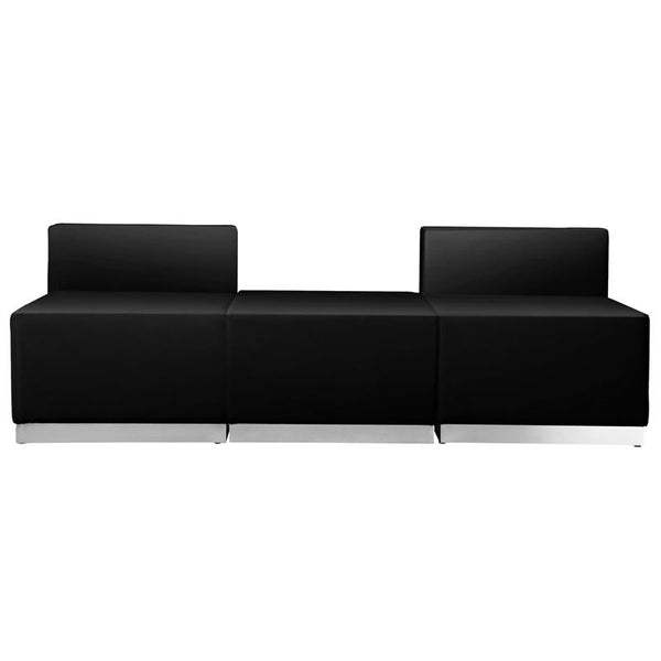 Flash Furniture HERCULES Alon Series Black Leather Reception Configuration, 3 Pieces - ZB-803-670-SET-BK-GG