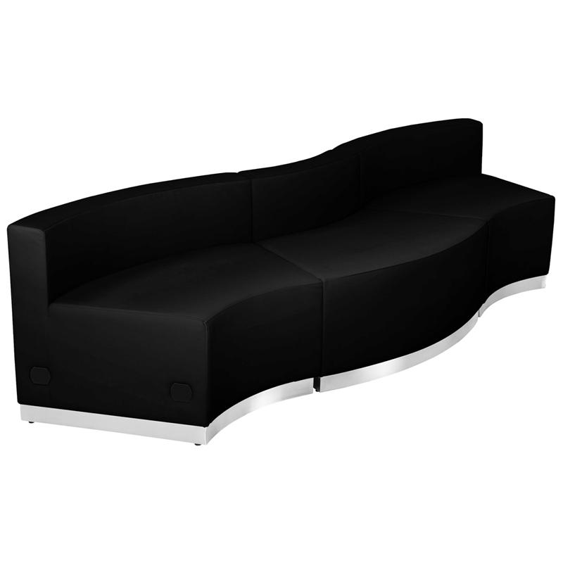 Flash Furniture HERCULES Alon Series Black Leather Reception Configuration, 3 Pieces - ZB-803-720-SET-BK-GG