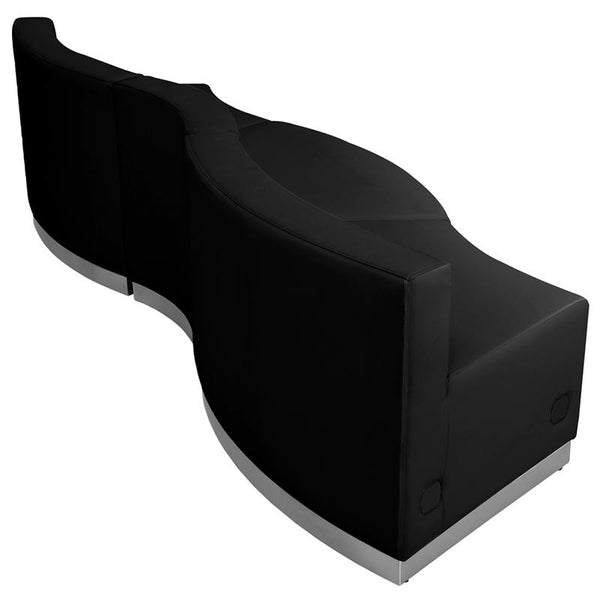 Flash Furniture HERCULES Alon Series Black Leather Reception Configuration, 3 Pieces - ZB-803-720-SET-BK-GG