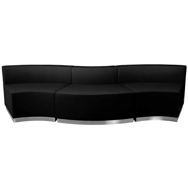 Flash Furniture HERCULES Alon Series Black Leather Reception Configuration, 3 Pieces - ZB-803-720-SET-BK-GG