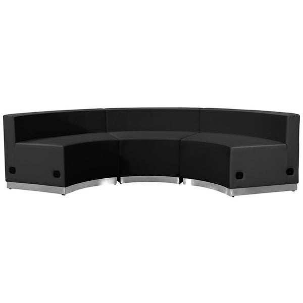 Flash Furniture HERCULES Alon Series Black Leather Reception Configuration, 3 Pieces - ZB-803-740-SET-BK-GG