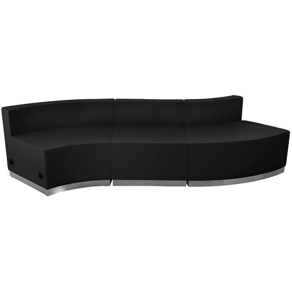 Flash Furniture HERCULES Alon Series Black Leather Reception Configuration, 3 Pieces - ZB-803-830-SET-BK-GG