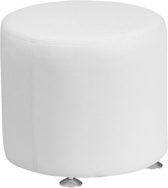 Flash Furniture HERCULES Alon Series Melrose White Leather 18'' Round Ottoman - ZB-803-RD-18-WH-GG