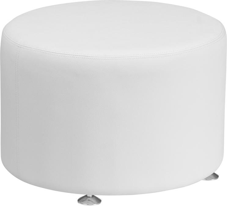 Flash Furniture HERCULES Alon Series Melrose White Leather 24'' Round Ottoman - ZB-803-RD-24-WH-GG