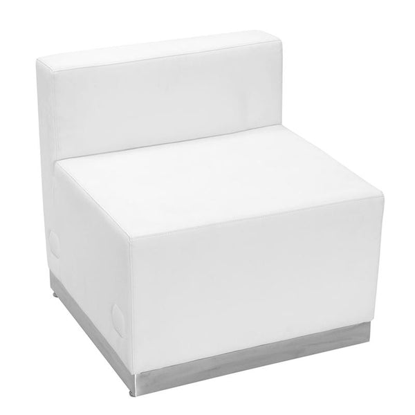 Flash Furniture HERCULES Alon Series Melrose White Leather Chair with Brushed Stainless Steel Base - ZB-803-CHAIR-WH-GG