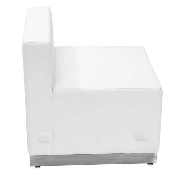 Flash Furniture HERCULES Alon Series Melrose White Leather Chair with Brushed Stainless Steel Base - ZB-803-CHAIR-WH-GG