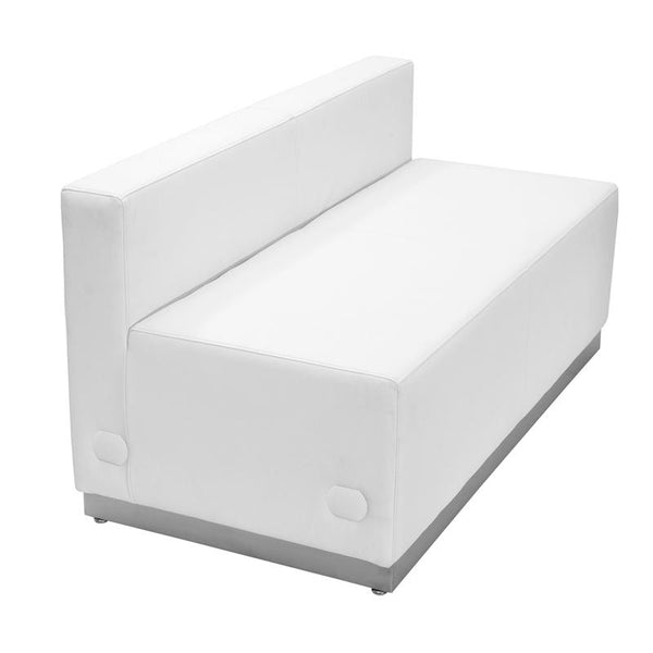 Flash Furniture HERCULES Alon Series Melrose White Leather Loveseat with Brushed Stainless Steel Base - ZB-803-LS-WH-GG