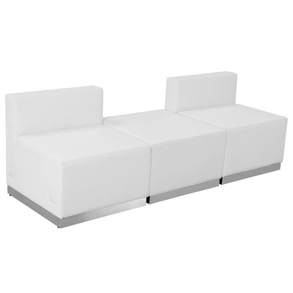 Flash Furniture HERCULES Alon Series Melrose White Leather Reception Configuration, 3 Pieces - ZB-803-670-SET-WH-GG