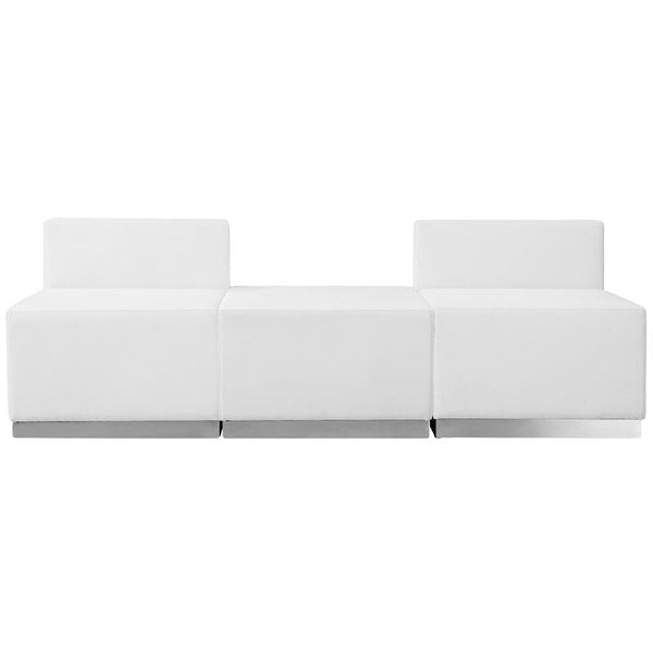 Flash Furniture HERCULES Alon Series Melrose White Leather Reception Configuration, 3 Pieces - ZB-803-670-SET-WH-GG