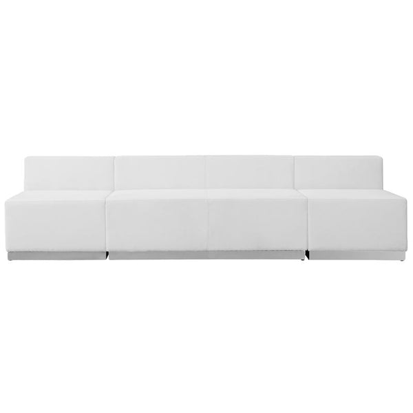 Flash Furniture HERCULES Alon Series Melrose White Leather Reception Configuration, 3 Pieces - ZB-803-680-SET-WH-GG