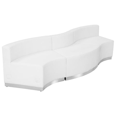 Flash Furniture HERCULES Alon Series Melrose White Leather Reception Configuration, 3 Pieces - ZB-803-720-SET-WH-GG