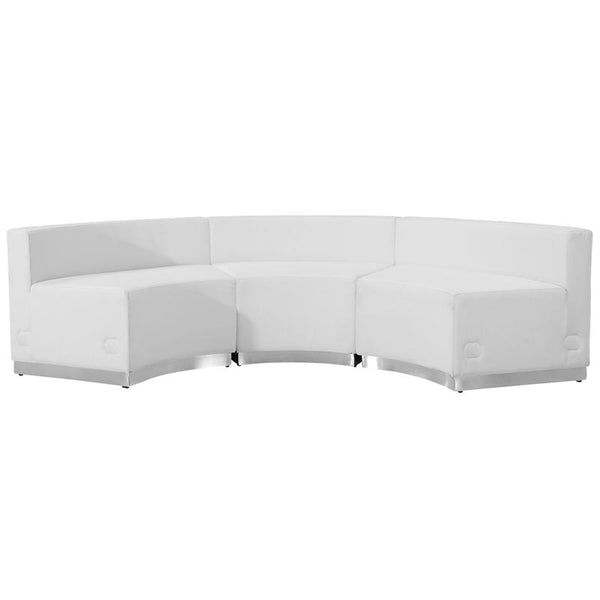 Flash Furniture HERCULES Alon Series Melrose White Leather Reception Configuration, 3 Pieces - ZB-803-740-SET-WH-GG