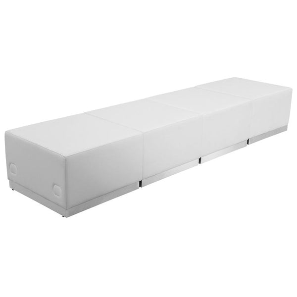 Flash Furniture HERCULES Alon Series Melrose White Leather Reception Configuration, 4 Pieces - ZB-803-540-SET-WH-GG