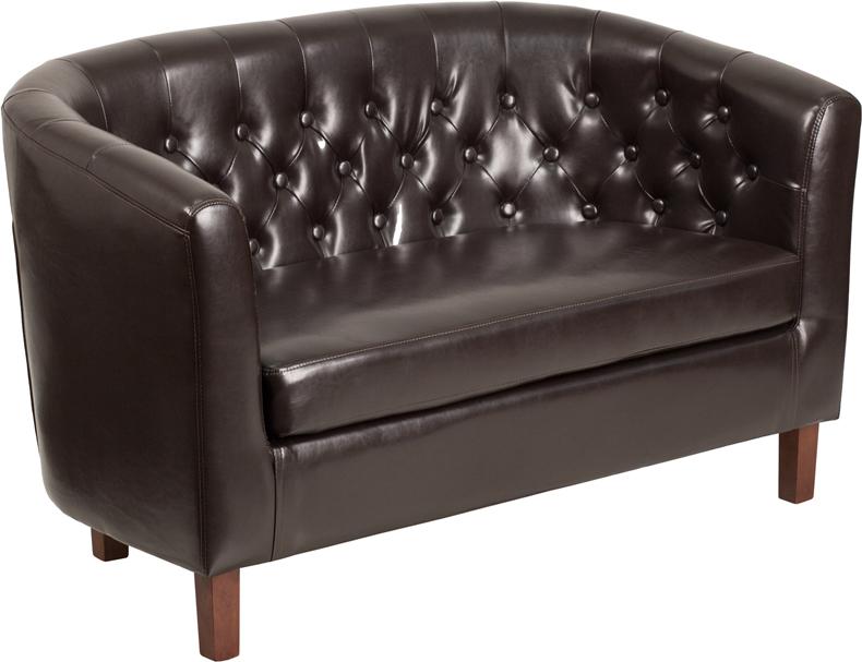 Flash Furniture HERCULES Colindale Series Brown Leather Tufted Loveseat - QY-B16-2-HY-9030-8-BN-GG