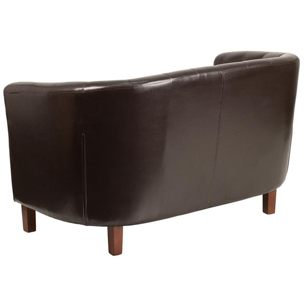 Flash Furniture HERCULES Colindale Series Brown Leather Tufted Loveseat - QY-B16-2-HY-9030-8-BN-GG