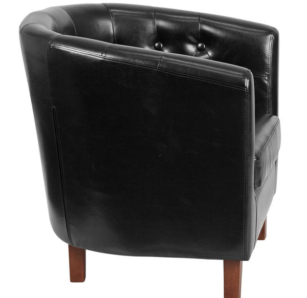 Flash Furniture HERCULES Cranford Series Black Leather Tufted Barrel Chair - QY-B16-HY-9030-4-BK-GG