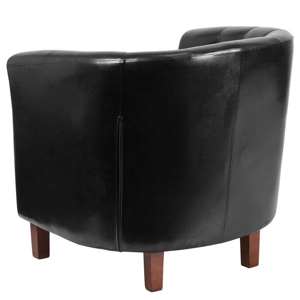 Flash Furniture HERCULES Cranford Series Black Leather Tufted Barrel Chair - QY-B16-HY-9030-4-BK-GG