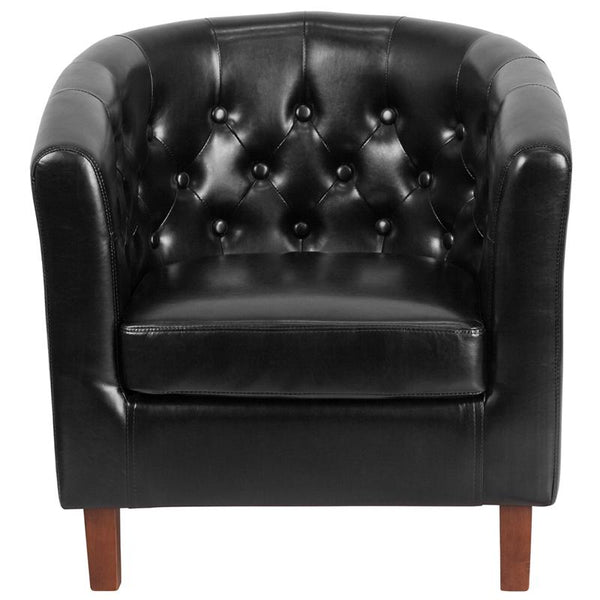 Flash Furniture HERCULES Cranford Series Black Leather Tufted Barrel Chair - QY-B16-HY-9030-4-BK-GG