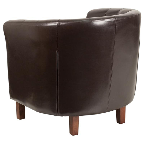 Flash Furniture HERCULES Cranford Series Brown Leather Tufted Barrel Chair - QY-B16-HY-9030-4-BN-GG