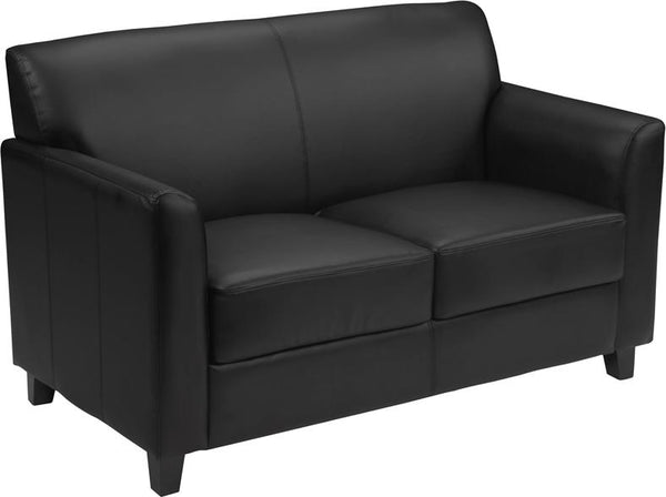 Flash Furniture HERCULES Diplomat Series Black Leather Loveseat - BT-827-2-BK-GG