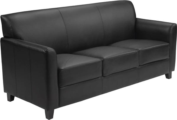 Flash Furniture HERCULES Diplomat Series Black Leather Sofa - BT-827-3-BK-GG