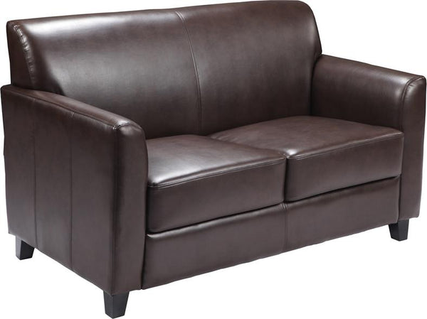 Flash Furniture HERCULES Diplomat Series Brown Leather Loveseat - BT-827-2-BN-GG