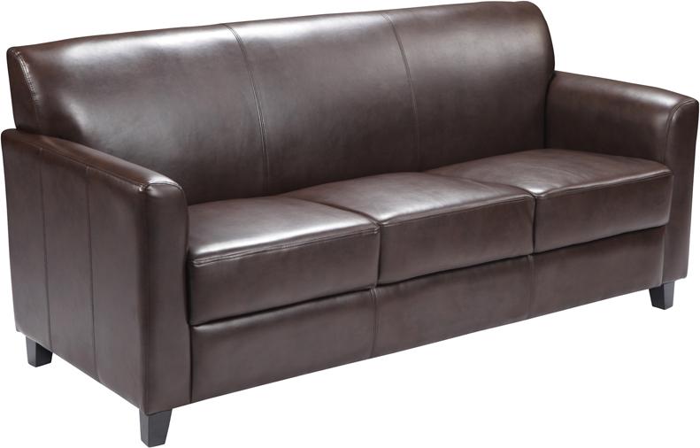 Flash Furniture HERCULES Diplomat Series Brown Leather Sofa - BT-827-3-BN-GG