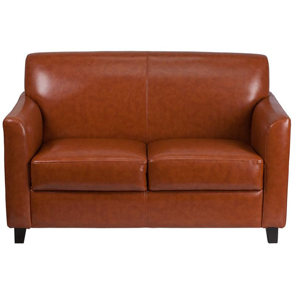 Flash Furniture HERCULES Diplomat Series Cognac Leather Loveseat - BT-827-2-CG-GG