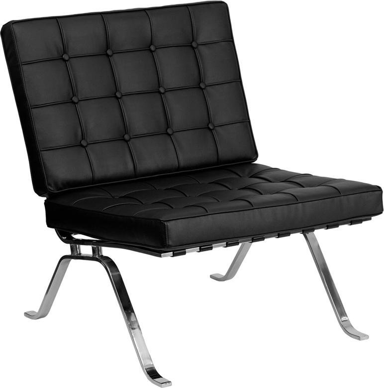 Flash Furniture HERCULES Flash Series Black Leather Lounge Chair with Curved Legs - ZB-FLASH-801-CHAIR-BK-GG