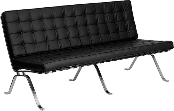 Flash Furniture HERCULES Flash Series Black Leather Sofa with Curved Legs - ZB-FLASH-801-SOFA-BK-GG