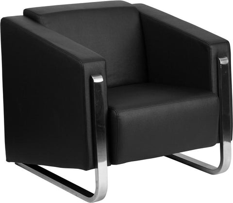 Flash Furniture HERCULES Gallant Series Contemporary Black Leather Chair with Stainless Steel Frame - ZB-8803-1-CHAIR-BK-GG