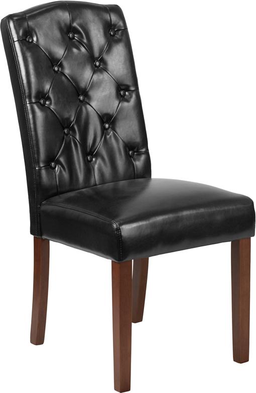 Flash Furniture HERCULES Grove Park Series Black Leather Tufted Parsons Chair - QY-A18-9325-BK-GG