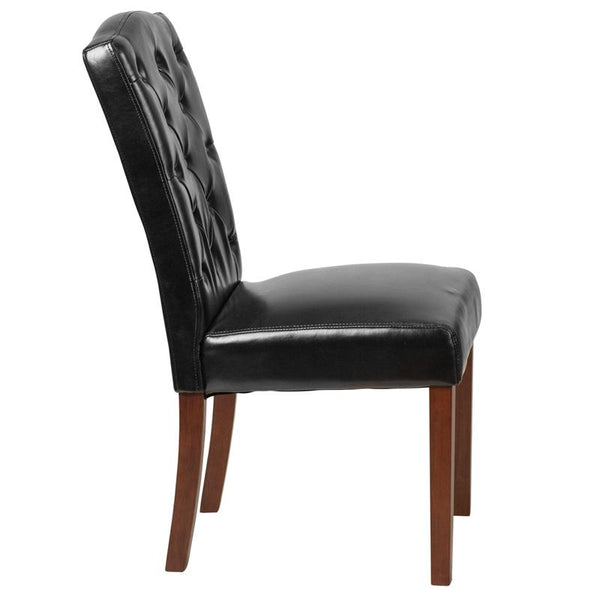 Flash Furniture HERCULES Grove Park Series Black Leather Tufted Parsons Chair - QY-A18-9325-BK-GG