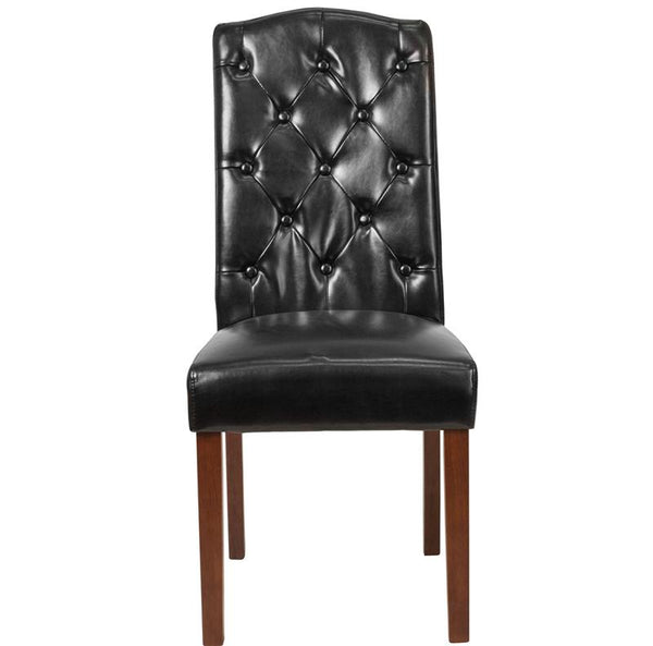 Flash Furniture HERCULES Grove Park Series Black Leather Tufted Parsons Chair - QY-A18-9325-BK-GG