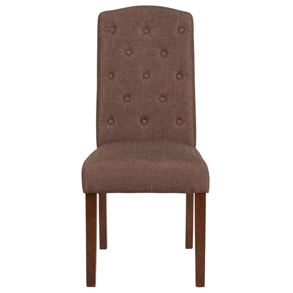 Flash Furniture HERCULES Grove Park Series Brown Fabric Tufted Parsons Chair - QY-A18-9325-BN-GG