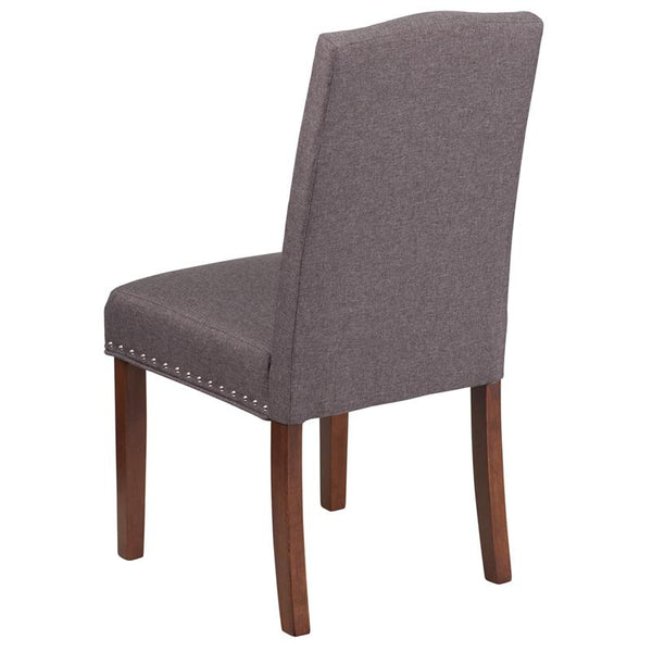 Flash Furniture HERCULES Hampton Hill Series Gray Fabric Parsons Chair with Silver Accent Nail Trim - QY-A13-9349-GY-GG