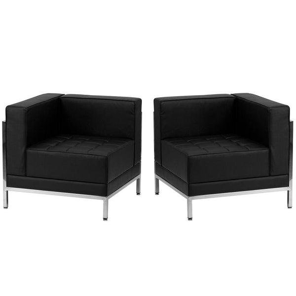 Flash Furniture HERCULES Imagination Series Black Leather 2 Piece Corner Chair Set - ZB-IMAG-SET10-GG