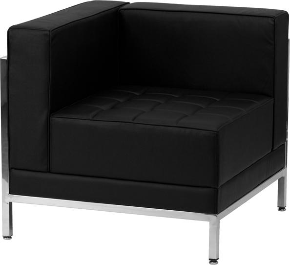 Flash Furniture HERCULES Imagination Series Contemporary Black Leather Left Corner Chair with Encasing Frame - ZB-IMAG-LEFT-CORNER-GG