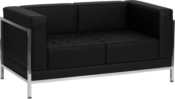 Flash Furniture HERCULES Imagination Series Contemporary Black Leather Loveseat with Encasing Frame - ZB-IMAG-LS-GG