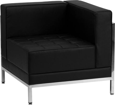 Flash Furniture HERCULES Imagination Series Contemporary Black Leather Right Corner Chair with Encasing Frame - ZB-IMAG-RIGHT-CORNER-GG