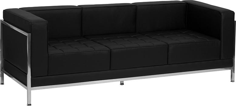 Flash Furniture HERCULES Imagination Series Contemporary Black Leather Sofa with Encasing Frame - ZB-IMAG-SOFA-GG