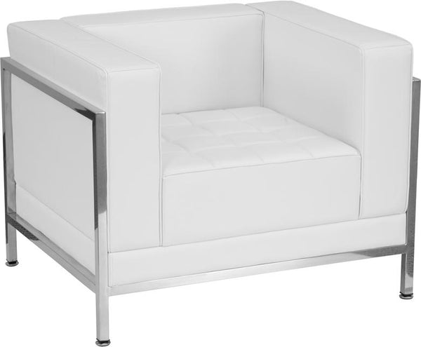 Flash Furniture HERCULES Imagination Series Contemporary Melrose White Leather Chair with Encasing Frame - ZB-IMAG-CHAIR-WH-GG