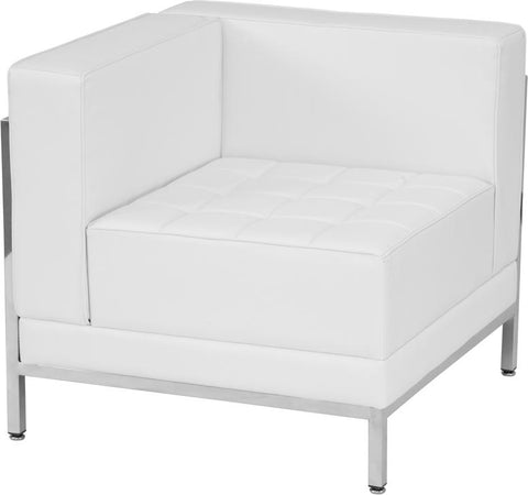 Flash Furniture HERCULES Imagination Series Contemporary Melrose White Leather Left Corner Chair with Encasing Frame - ZB-IMAG-LEFT-CORNER-WH-GG