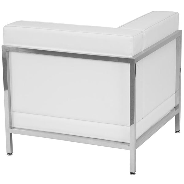 Flash Furniture HERCULES Imagination Series Contemporary Melrose White Leather Left Corner Chair with Encasing Frame - ZB-IMAG-LEFT-CORNER-WH-GG
